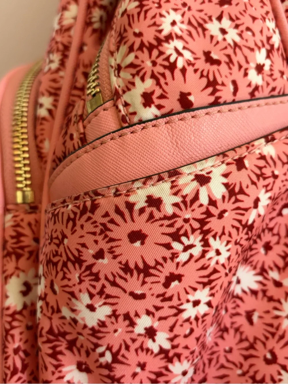 Michael Kors Coral Pink Floral Printed Backpack